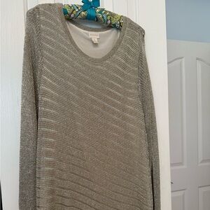 Chico's Metallic Silver/gold  Crew Neck Tunic. Fully lined.